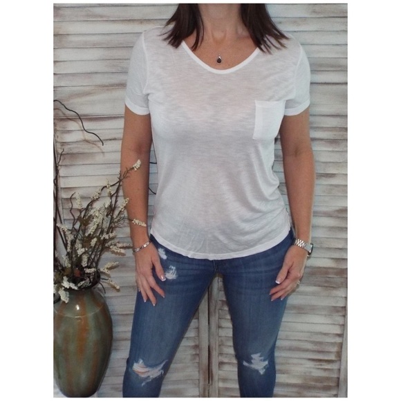 Burnout Melange Tissue Scoop Shirt Tee White 1120 - Picture 6 of 7
